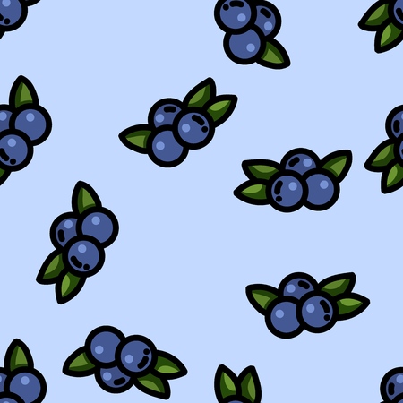 Cute cartoon flat style blueberry seamless patternのイラスト素材