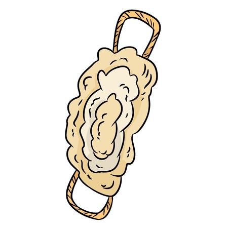 Natural material washcloth sponge. Ecological and zero-waste product. Green house and plastic-free livingのイラスト素材