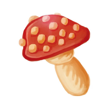 Amanita colorful hand drawn mushroom imageのイラスト素材