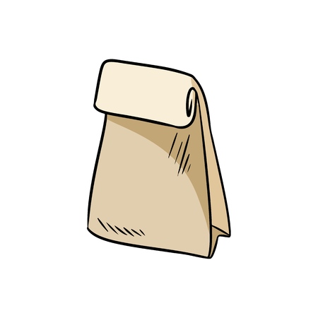 Eco friendly paper bag doodle. Ecological and zero-waste product. Go greenのイラスト素材