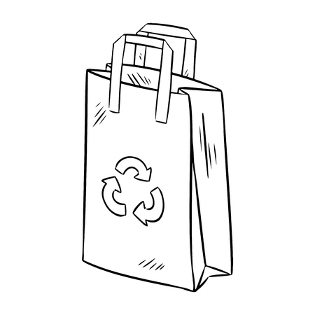 Eco friendly paper bag. Ecological and zero-waste product. Go greenのイラスト素材