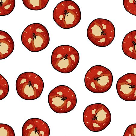 Autumn apples seamless pattern. Cute fall decoration background tileのイラスト素材