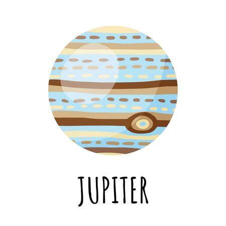 Stylized hygge ornament planet Jupiter isolated cartoon vector imageのイラスト素材