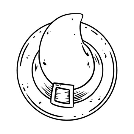 Cute cartoon witch hat top view doodle image. Magic or witchcraft . Media highlights graphic iconのイラスト素材