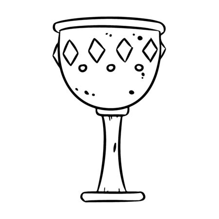 Cute cartoon treasure chalice doodle image. Goblet . Media highlights graphic iconのイラスト素材