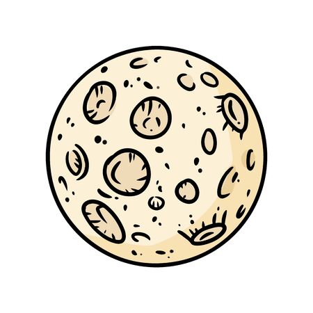 Cute cartoon moon doodle image. Moon satellite . Media highlights graphic illustrationのイラスト素材
