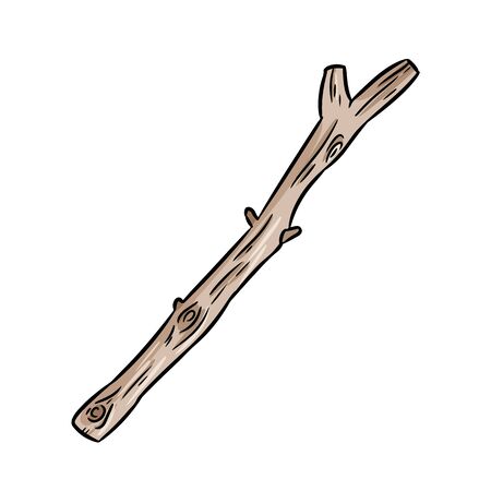 Dry tree branch. Boho icon of stick isolated on white backgroundのイラスト素材