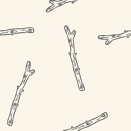 Dry rustic tree branches doodles seamless pattern. Boho image of sticks emplate background tileのイラスト素材