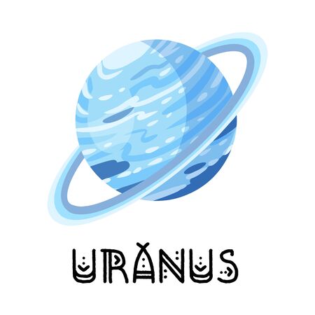 Stylized planet Uranus isolated cartoon image. Astronomic logo image. Media glyph iconのイラスト素材