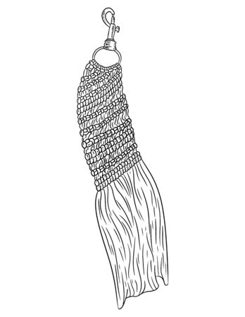 Macrame boho style keychain. Textile knotting design charm. Llinear modern indigenous macrame symbolのイラスト素材