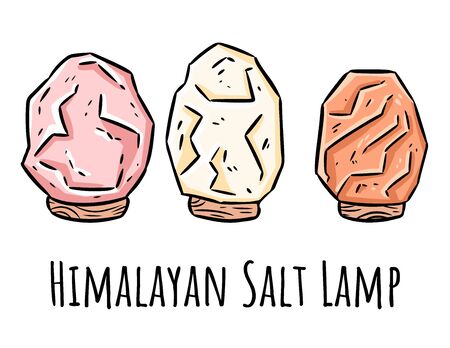 Himalayan salt lamps doodles. Modern indigenous illustration with salt crystals. Relax concept symbolsのイラスト素材