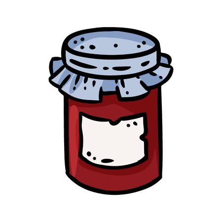 Jam jar doodle image. Cute cartoon jam logo. Media highlights graphic iconのイラスト素材