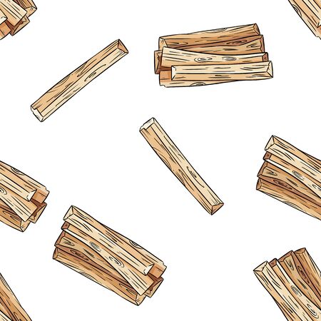 Sticks hand-drawn boho seamless pattern. Palo santo herb bundle background tileのイラスト素材