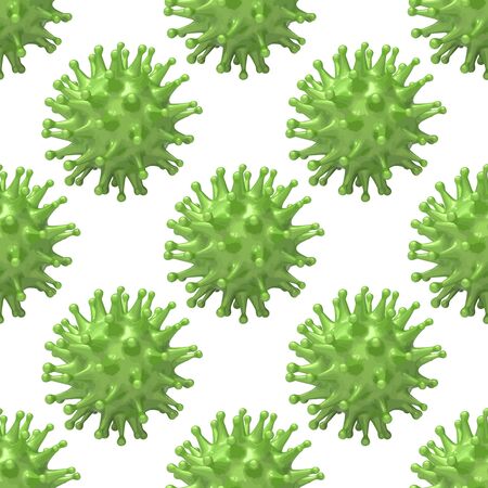 Virus bacteria cells seamless pattern. Flu, influenza, coronavirus wallpaper Background texture tile of covid-19 virusesのイラスト素材