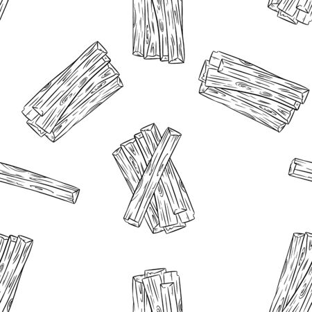 Sticks hand-drawn boho seamless pattern. Palo santo herb bundle backgroundのイラスト素材