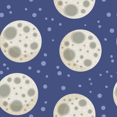 Moon abstract seamless space pattern background with satellites spheres. Solar system planets children wallpaper texture tile. Vector stock image illustrationのイラスト素材