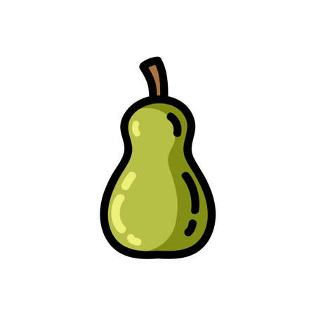 Pear flat outlined icon. Vector fruit logo isolated on white background. Vegetarian food symbol, media glyph for webのイラスト素材