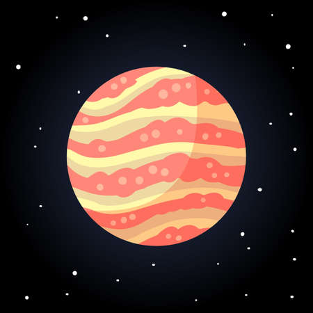 Stylized planet Venus isolated cartoon image. Astronomy logo image. media icon