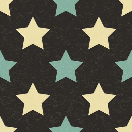 Circus carnival retro vintage stars seamless pattern. Textured old fashioned retro graphic template. Vector background tile. For parties, birthdays, decorative elementsのイラスト素材