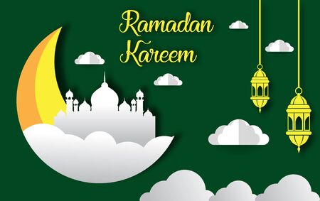 Beautiful ramadan kareem background,  greeting card,  poster and banner designのイラスト素材