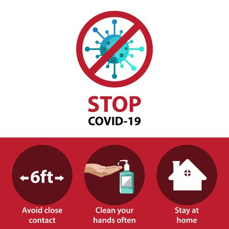 Stop coronavirus illustration. Coronavirus COVID-19 preventions infographicのイラスト素材