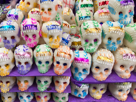 Sugar Skulls at the Market in Mexicoの写真素材