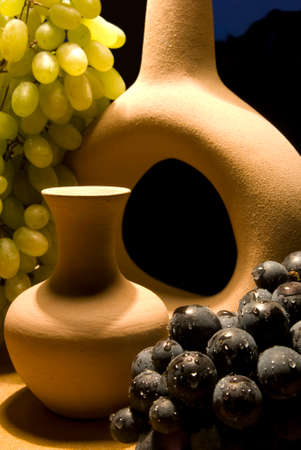 Grapes and ceramicsの写真素材