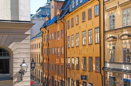 STOCKHOLM, SWEDEN - APRIL 14, 2010: Windows in old houses in Gamla Stan (Old Town), historic center of the cityのeditorial素材