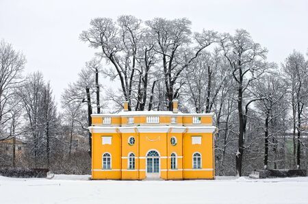 TSARSKOYE SELO, SAINT-PETERSBURG, RUSSIA - JANUARY 27, 2015: The Upper Bathhouse Pavilion in Catherine Park. Winter period. The Tsarskoye Selo is State Museum-Preserve. Located near Saint-Petersburgのeditorial素材