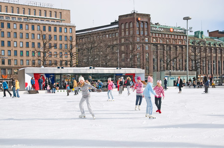 HELSINKI, FINLAND - MARCH 13, 2010: Helsinki Icepark at the Railway Station Square. Located next Central Railway Stationのeditorial素材