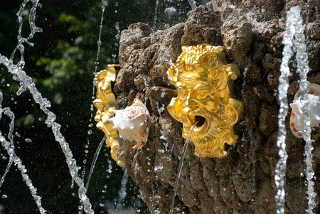 SAINT - PETERSBURG, RUSSIA - JULY 19, 2014: The fragment of The Crowning Fountain by the architect Mikhail Zemtsov in The Summer Garden. The Summer Garden - park ensemble, founded by Peter the Great.のeditorial素材