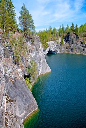 RUSKEALA, KARELIA, RUSSIA - MAY 14, 2016: Mountain Park "Ruskeala" Touristic Complex in Republic of Karelia. Marble quarry. The quarry is National heritage culture object and historic landmarkのeditorial素材