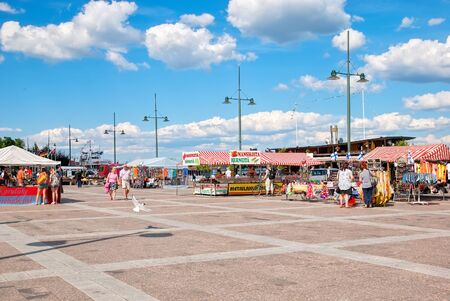 LAPPEENRANTA, FINLAND - JUNE 15, 2016: People on Harbor Market (Satamatori) near Saimaa Lake embankment in summerのeditorial素材