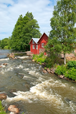 IRJANNE, EURAJOKI, FINLAND - JULY 6, 2013: Part of the museum complex in Irjanne. Faltun mill and sawmillのeditorial素材