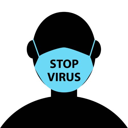 Abstract person with protective mask on face. Stop virus mask. The face mask against coronavirusの写真素材