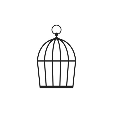 Locked bird cage icon. Trap, imprisonment, jail concept. Empty cage.のイラスト素材