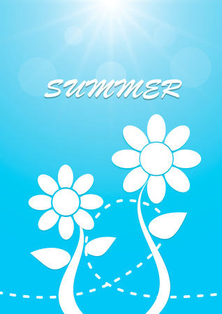 White flower on blue sky summer background.のイラスト素材
