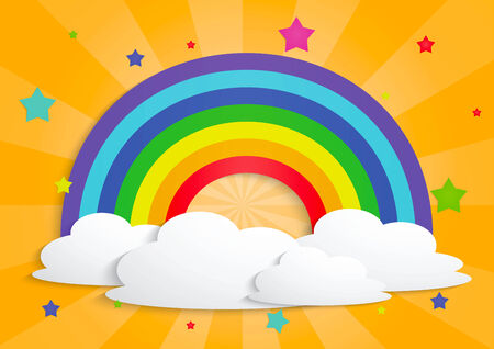 Rainbow star and clouds background.のイラスト素材