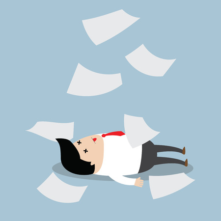 Businessman working hard until faint, VECTOR, EPS10のイラスト素材