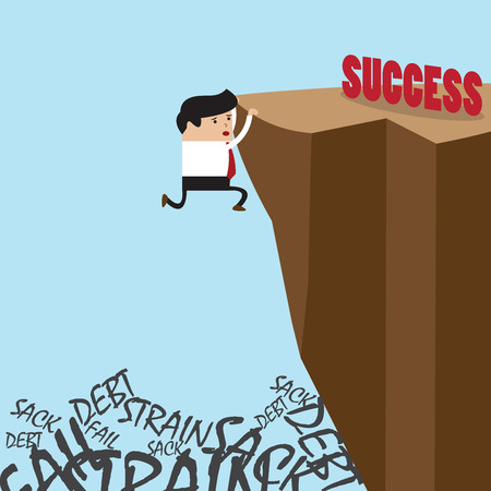 Businessman in climbing the cliff to success choice or failure, VECTOR, EPS10のイラスト素材