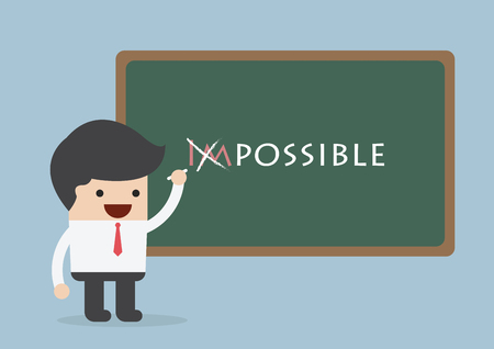 Businessman changing the word impossible into possible, Motivation concept, VECTOR, EPS10のイラスト素材