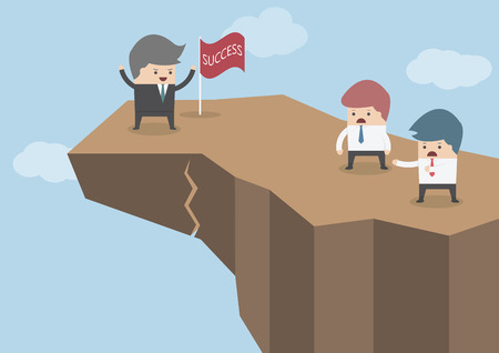 Businessman standing on the top of the dangerous cliff, Business risks concept, VECTOR, EPS10のイラスト素材