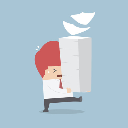 Businessman holding a lot of documents in his hands, VECTOR, EPS10のイラスト素材