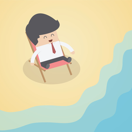 Businessman relaxing on the beach, VECTOR, EPS10のイラスト素材