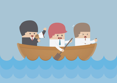 Businessman rowing team, Teamwork and Leadership concept, VECTOR, EPS10のイラスト素材