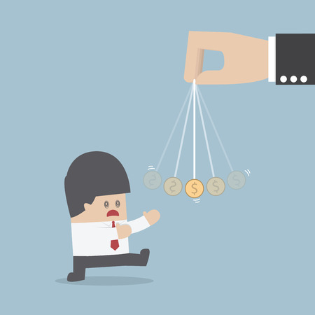 Businessman being hypnotized with a dollar coin, VECTOR, EPS10のイラスト素材