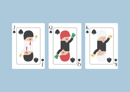 Businessman on Jack, Queen, King, playing card, VECTOR, EPS10のイラスト素材