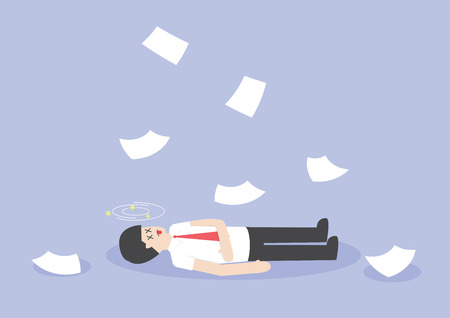 Businessman work hard and unconscious on the floor, VECTOR, EPS10のイラスト素材
