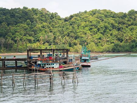 Fishing boat in the sea at Koh Chang, Trat, Thailandのeditorial素材