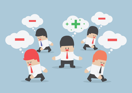 Think positive businessman surrounded by negative thinking people  のイラスト素材